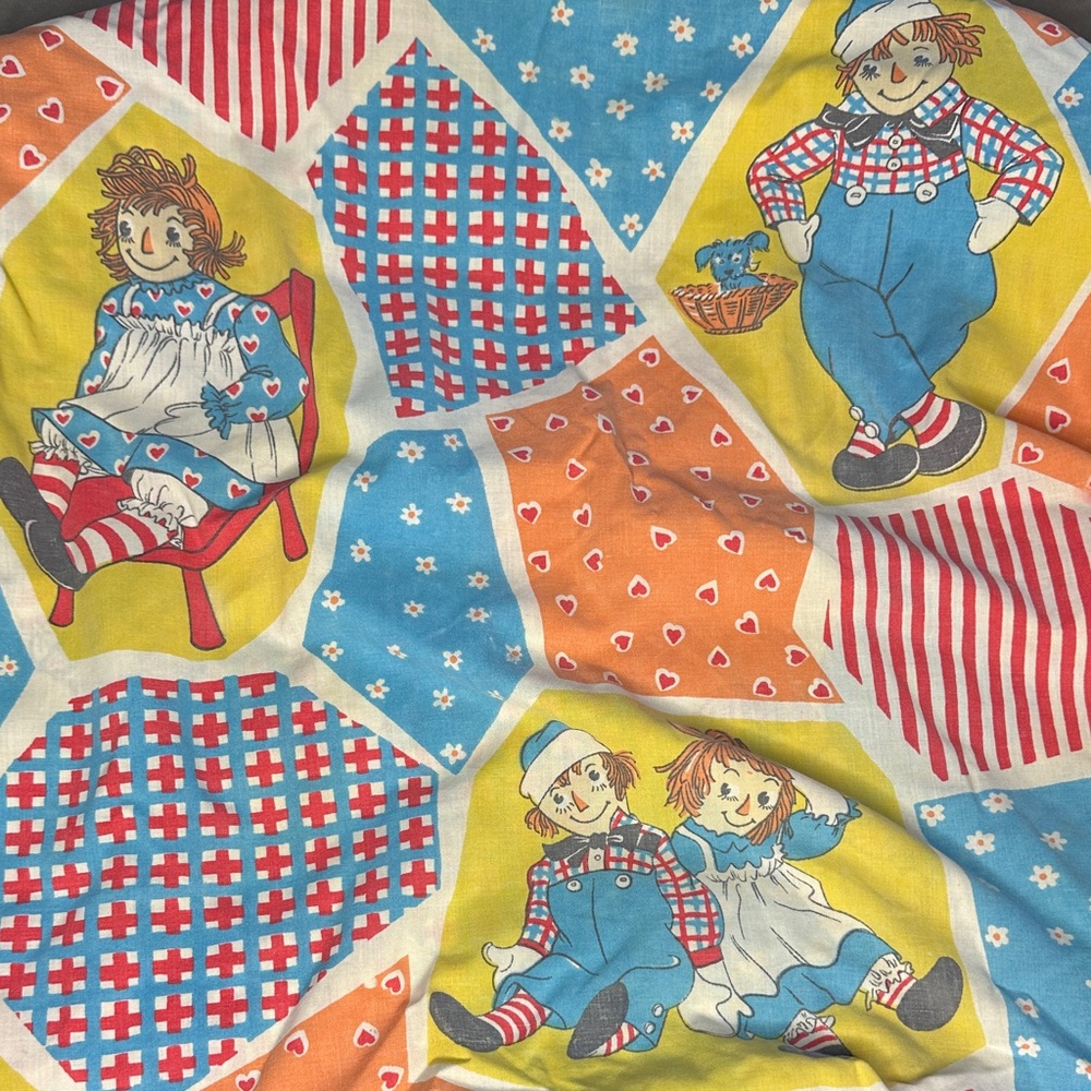 Vintage Raggedy Ann and Andy Twin Fitted Sheet 68”x 46”‎